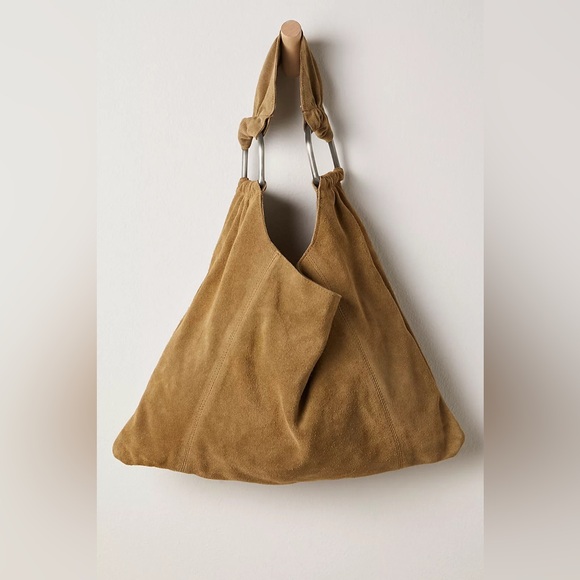 Free People Handbags - NWT FREE PEOPLE Bobbi Slouch Suede Tote | Sand MSRP $98